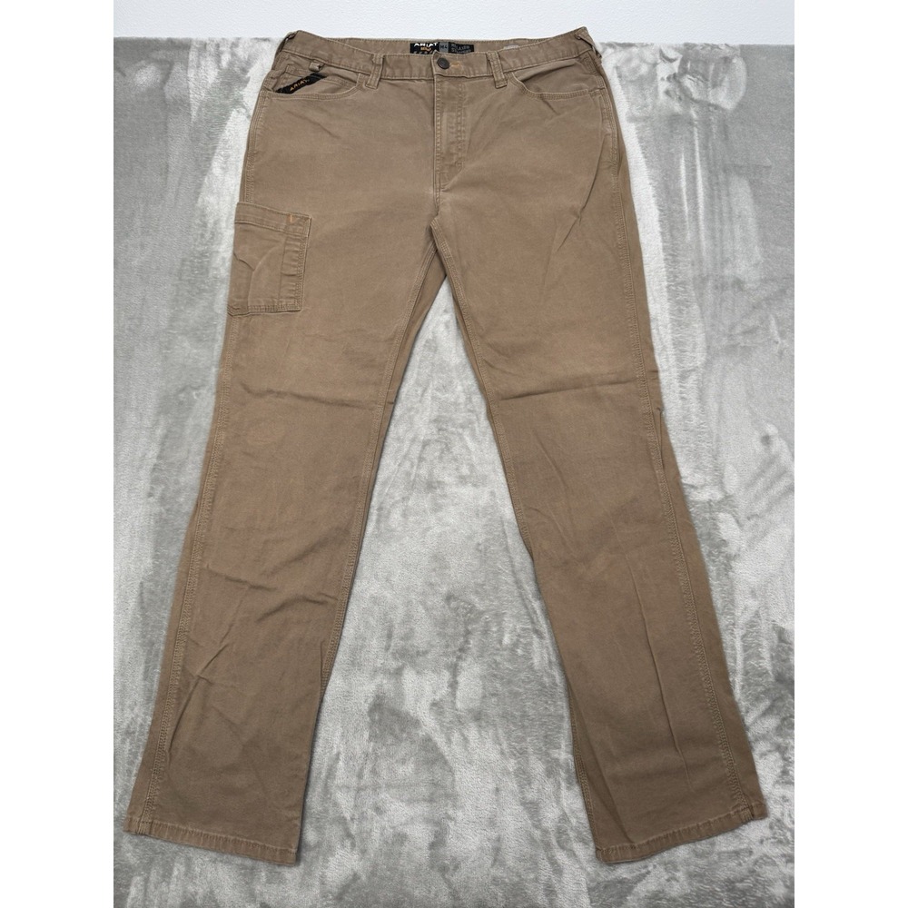 Ariat Rebar M4 Jeans Mens 36x36 Relaxed Bootcut Brown Denim Western Workwear